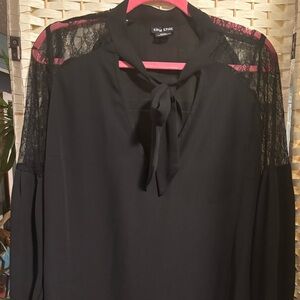 City Chic Black Tie Front Blouse
